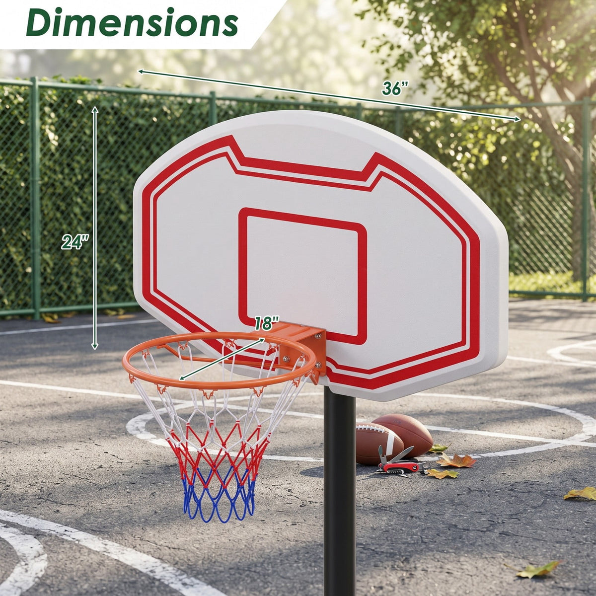 Airfind Large Wall Mounted Basketball Hoop with Shatter-proof PE Backboard, Metal Rim Anti-Tear Net for Kids and Adults Indoor Outdoor Play, White and Red