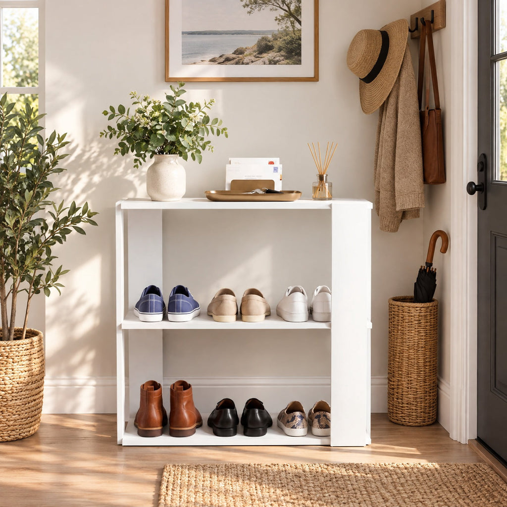 Airfind 3, Tier Shoe Rack Modern Shoe Organizer with Stackable Design, White, Add more units to create a customized storage solution that grows