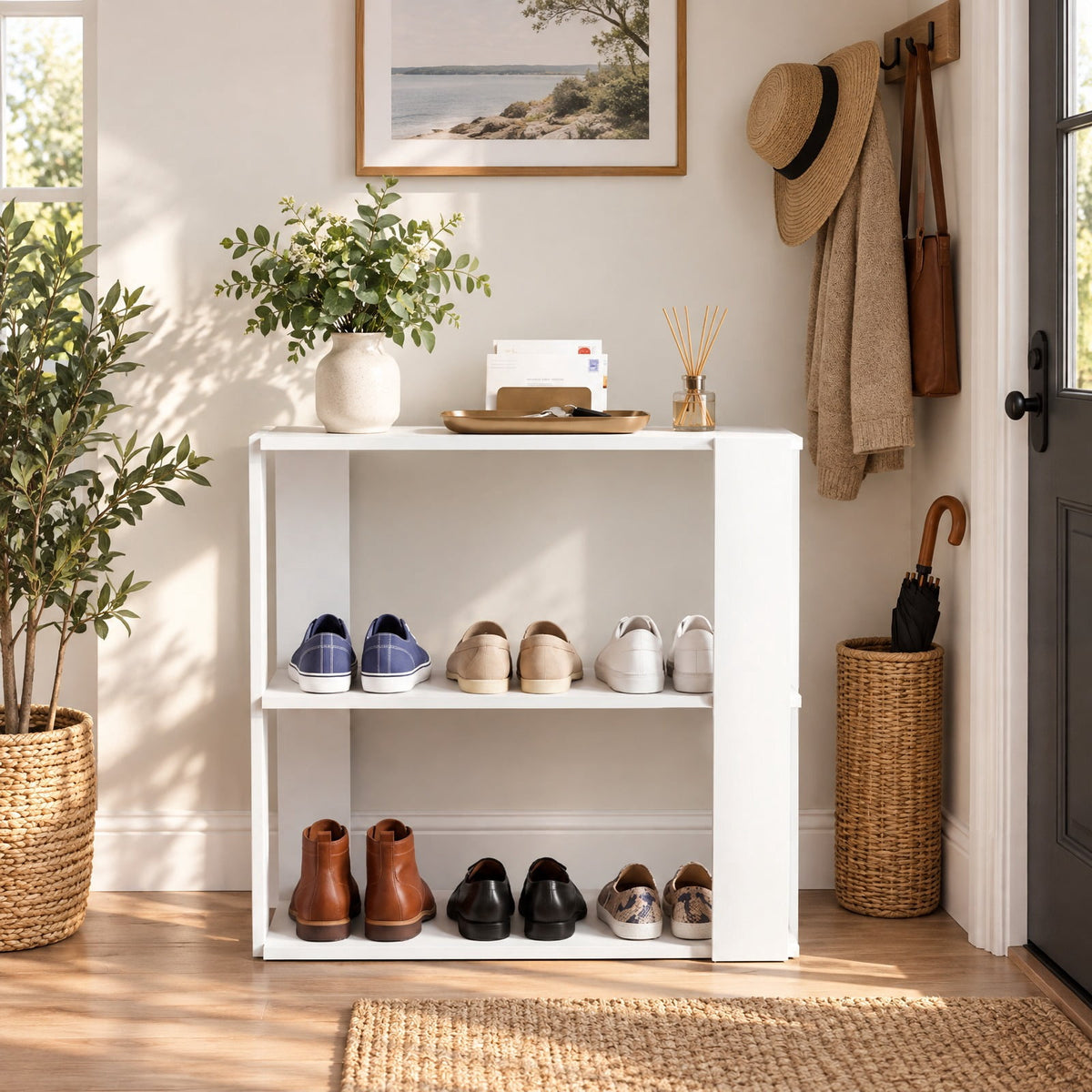 Airfind 3, Tier Shoe Rack Modern Shoe Organizer with Stackable Design, White, Add more units to create a customized storage solution that grows