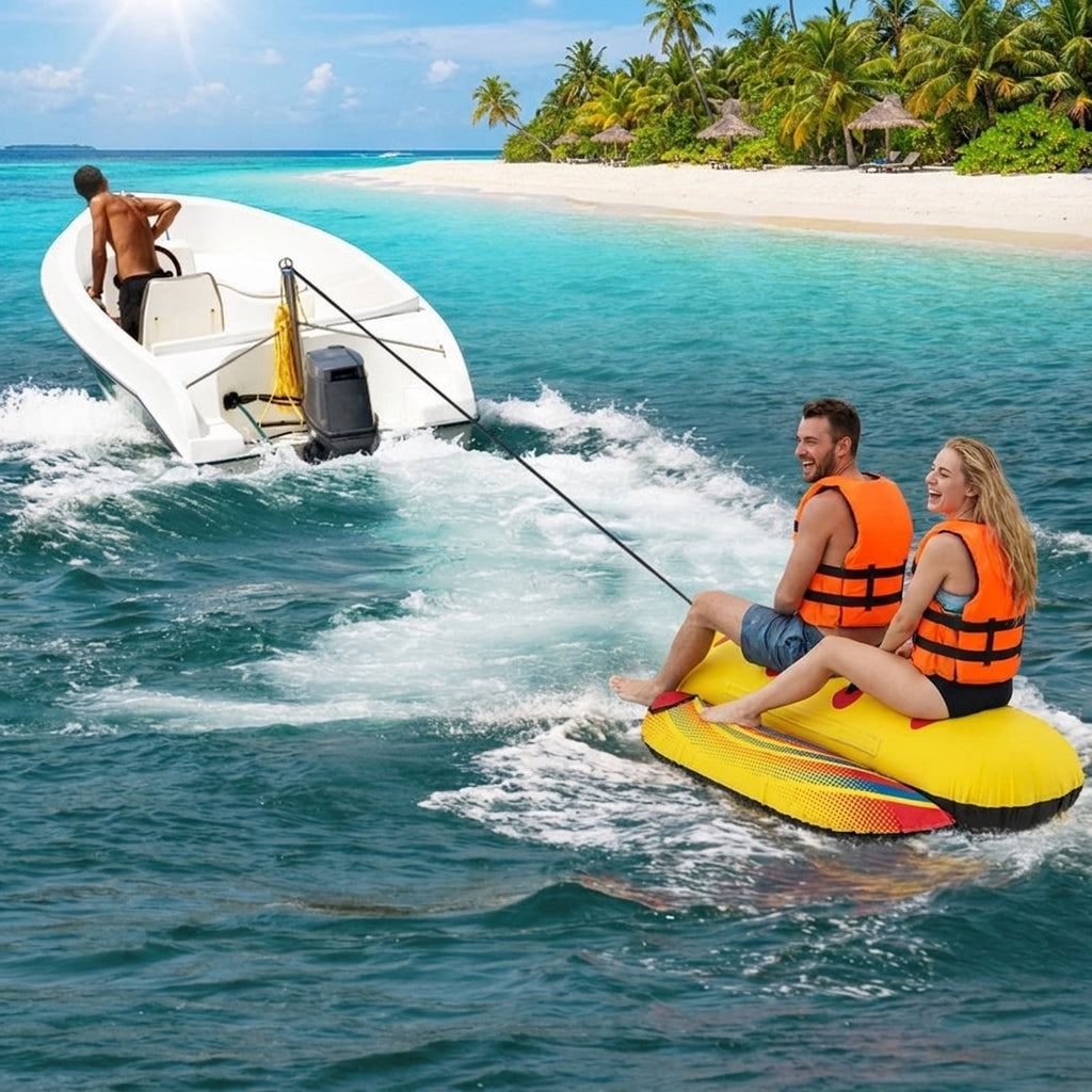 Airfind 3-Rider Inflatable Banana Tow Boat with Cushioned Seats, Yellow
