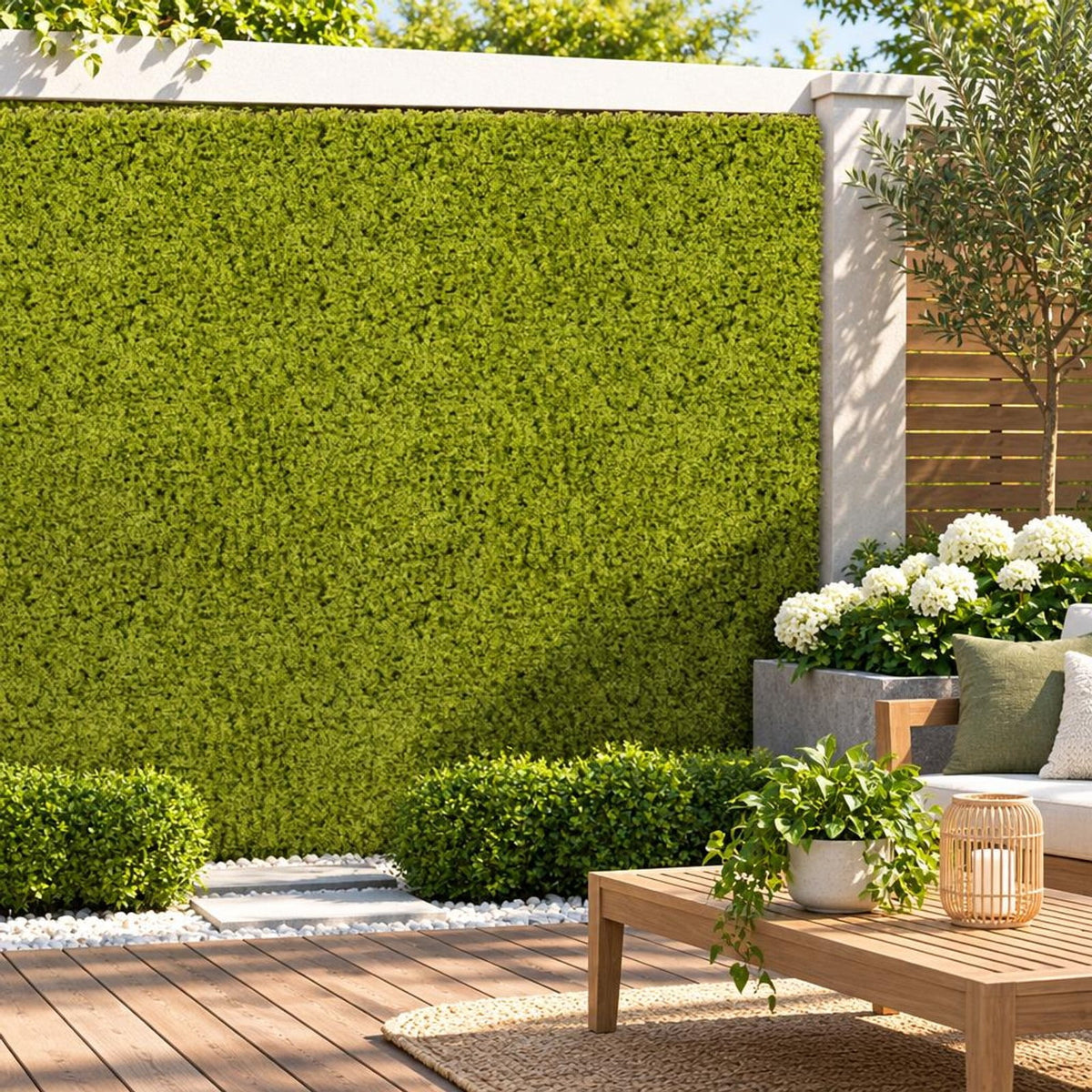 Airfind 12 Pieces 20 x 20 inches Artificial Grass Wall Panels for Garden Yard Balcony, PE Each Frame, Light Green