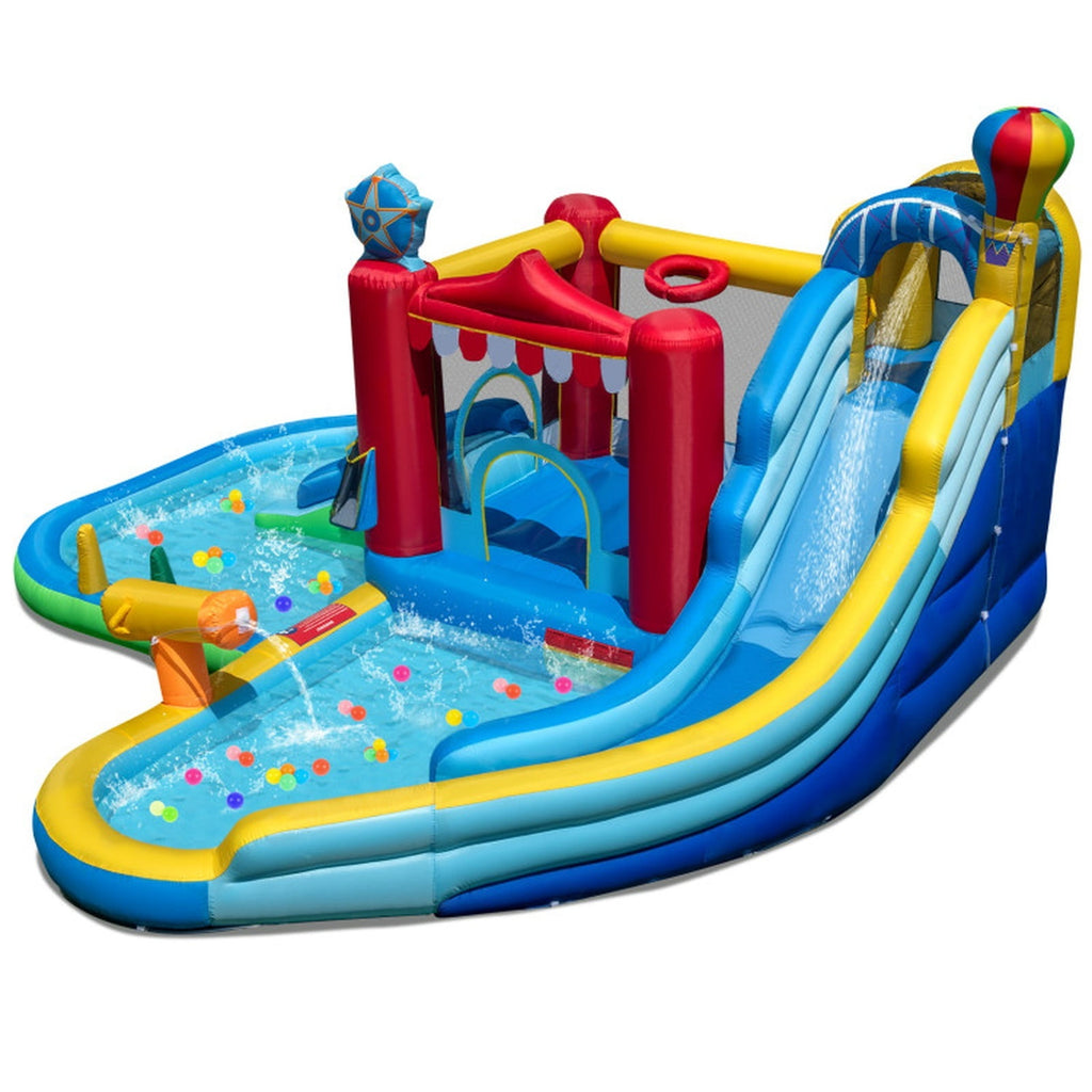 Airfind Inflatable Water Park with Splash Pool, Water Cannon, Basketball Rim and 50 Ball Pit, 188in x183in x102in Bounce House for Birthday Parties Kids 3-12