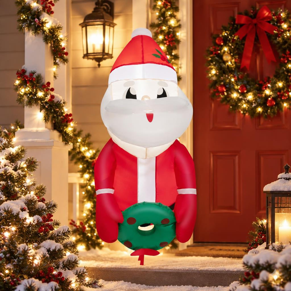Airfind 3.3 Feet Lighted Inflatable Santa Claus Broke Out from Window, Polyester Fabric Frame, Red, powerful blower for easy inflation