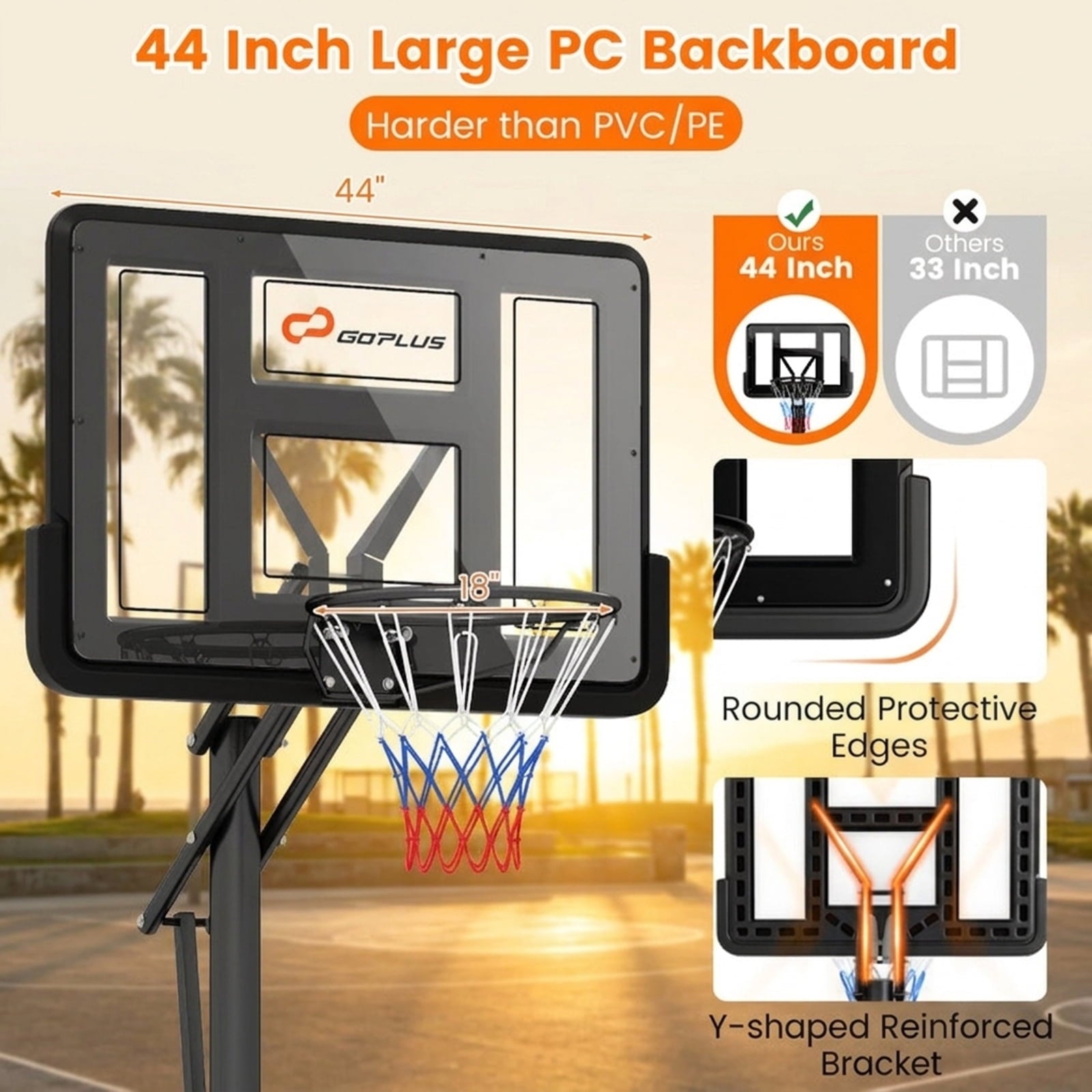 Airfind Portable Basketball Goal (4.6 to 10 ft Range) Stabilizing Base, Black