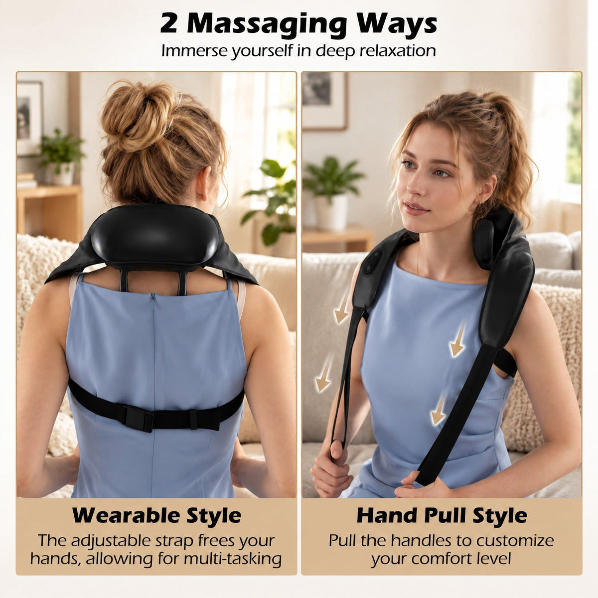 Airfind Neck Shoulder Massager with 2 Heat Levels for Pain Relief, PU ABS Silicone Frame, 8 x 20 x 5.5 Footprint, Black