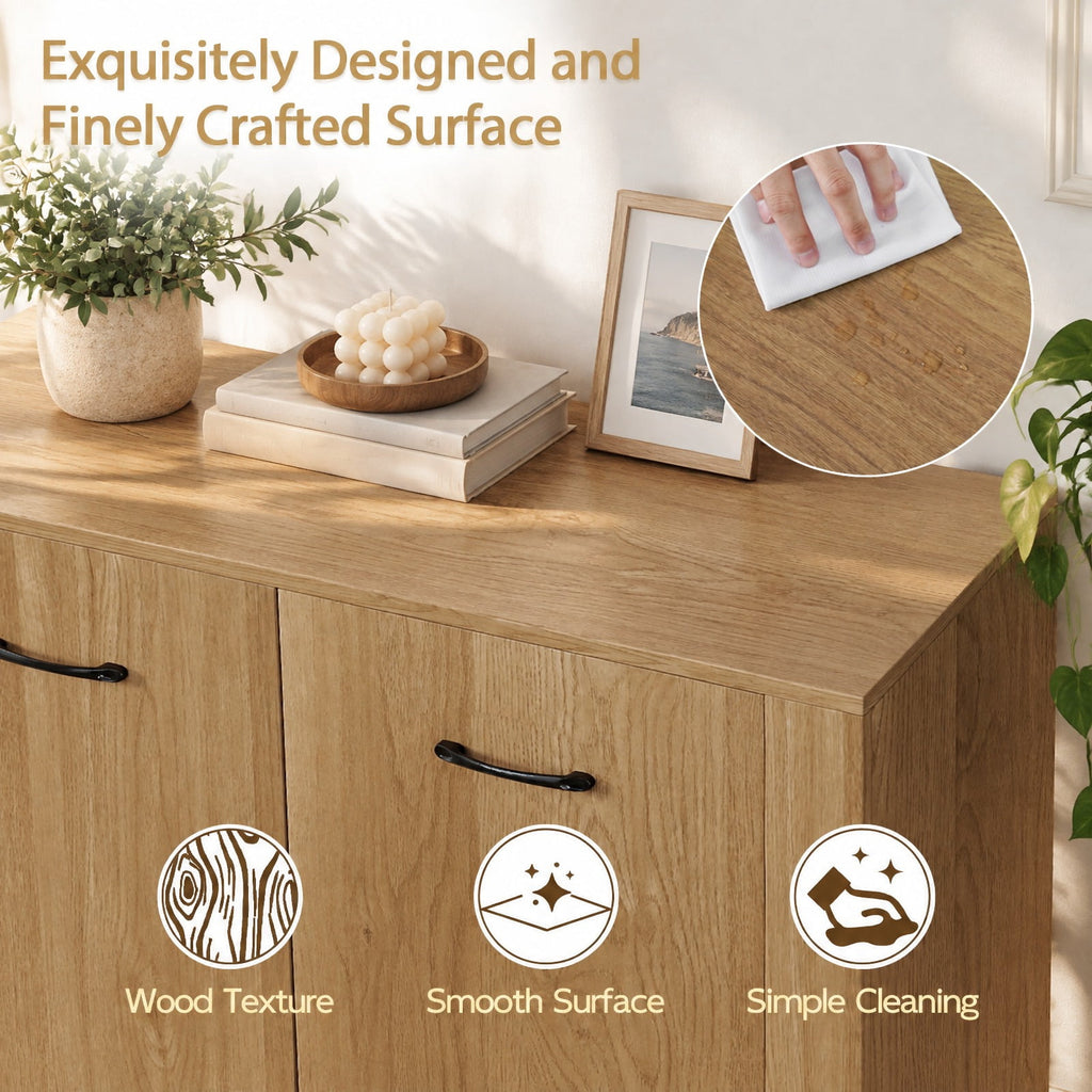 Airfind 38 Inch Buffet Modern Sideboard Cabinet with Storage, 88 lbs Capacity, Engineered Wood Frame, 38 Inch x 15.5 Inch x 32.5 Inch Footprint, Natural