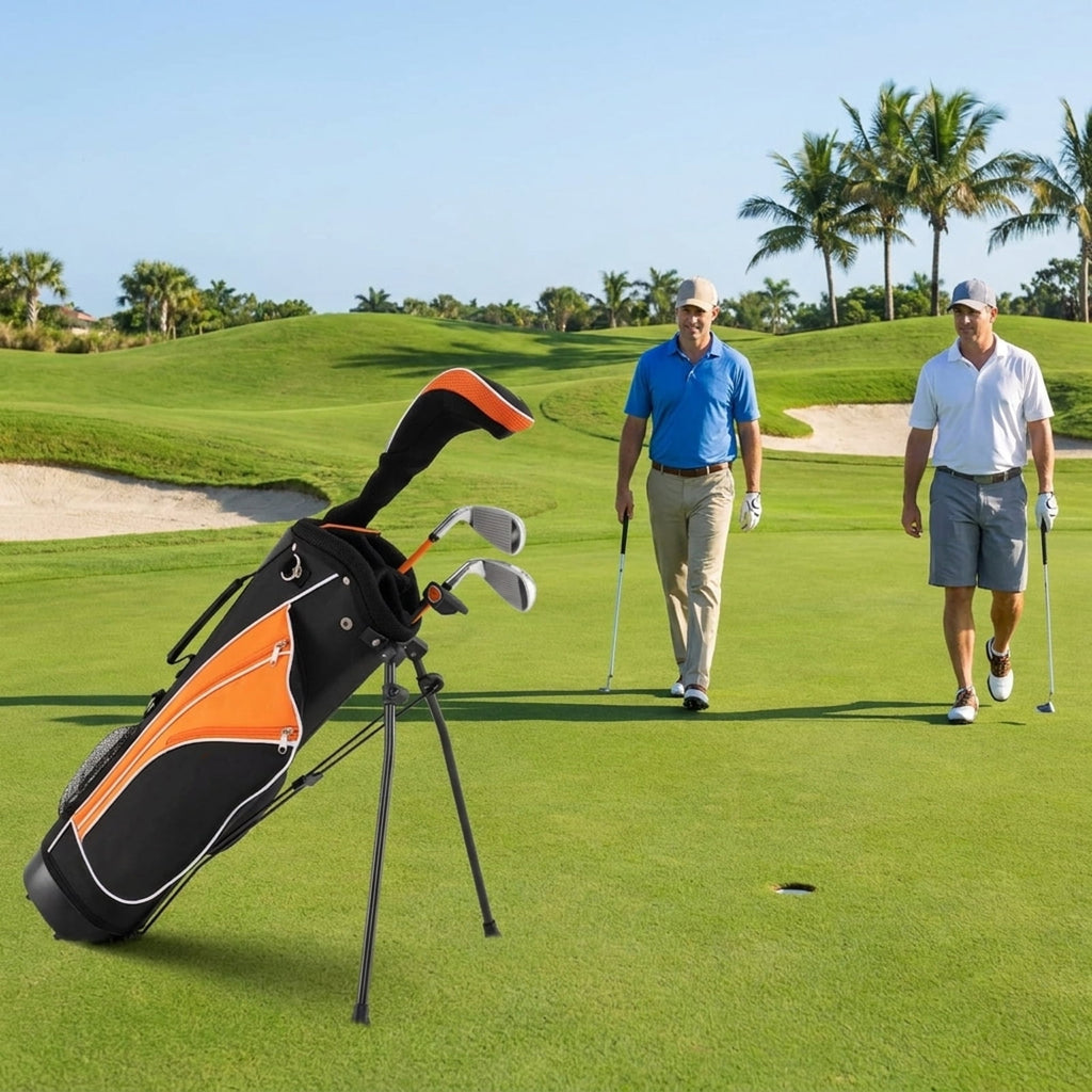 Airfind 5-Piece Junior Golf Club Set for Kids Age 11 to 13 with Stand Bag and Headcover, Orange
