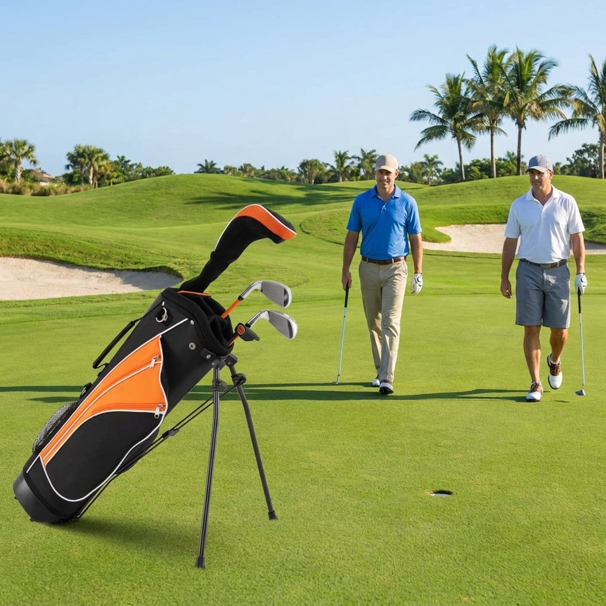 Airfind 5-Piece Junior Golf Club Set for Kids Age 11 to 13 with Stand Bag and Headcover, Orange