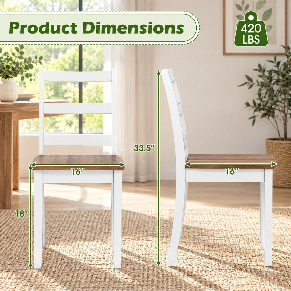 Airfind Set of 2 Wood Dining Chairs with Solid Rubber Wood Legs, 400 lbs Capacity, Rubber Wood MDF Plywood Frame, Wood
