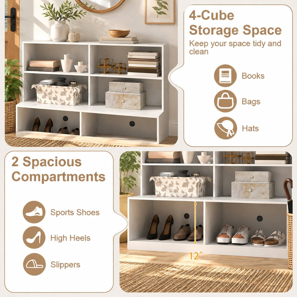 Airfind Entryway Shoe Cabinet with 2 Anti-tipping Kits, 110 lbs Capacity, MDF Frame, 47 x 19.5 x 35.5 Depth of Top Shelf 10 Footprint, White