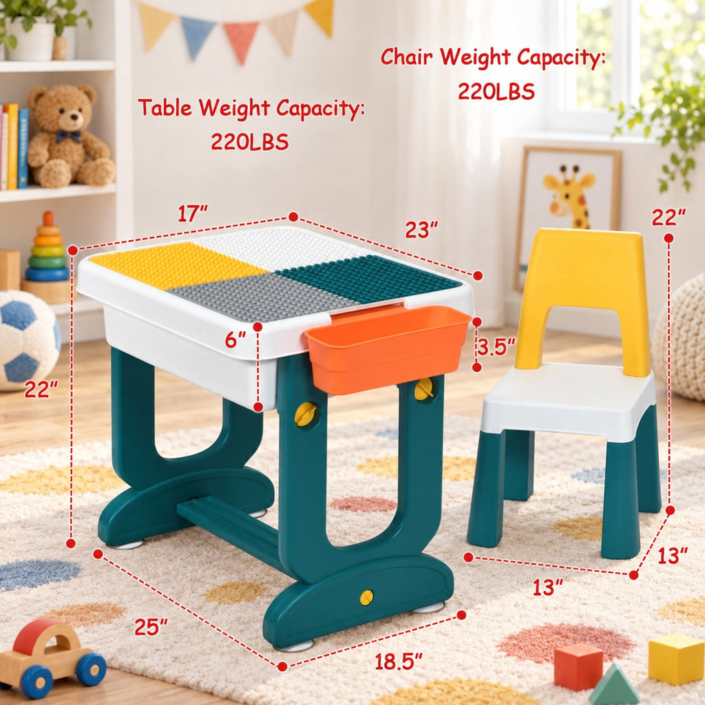 Airfind 5-in-1 Kids Activity Table Set, 220 lbs Capacity, PP PE ABS Frame, for Over 3 years old, As shown in the picture