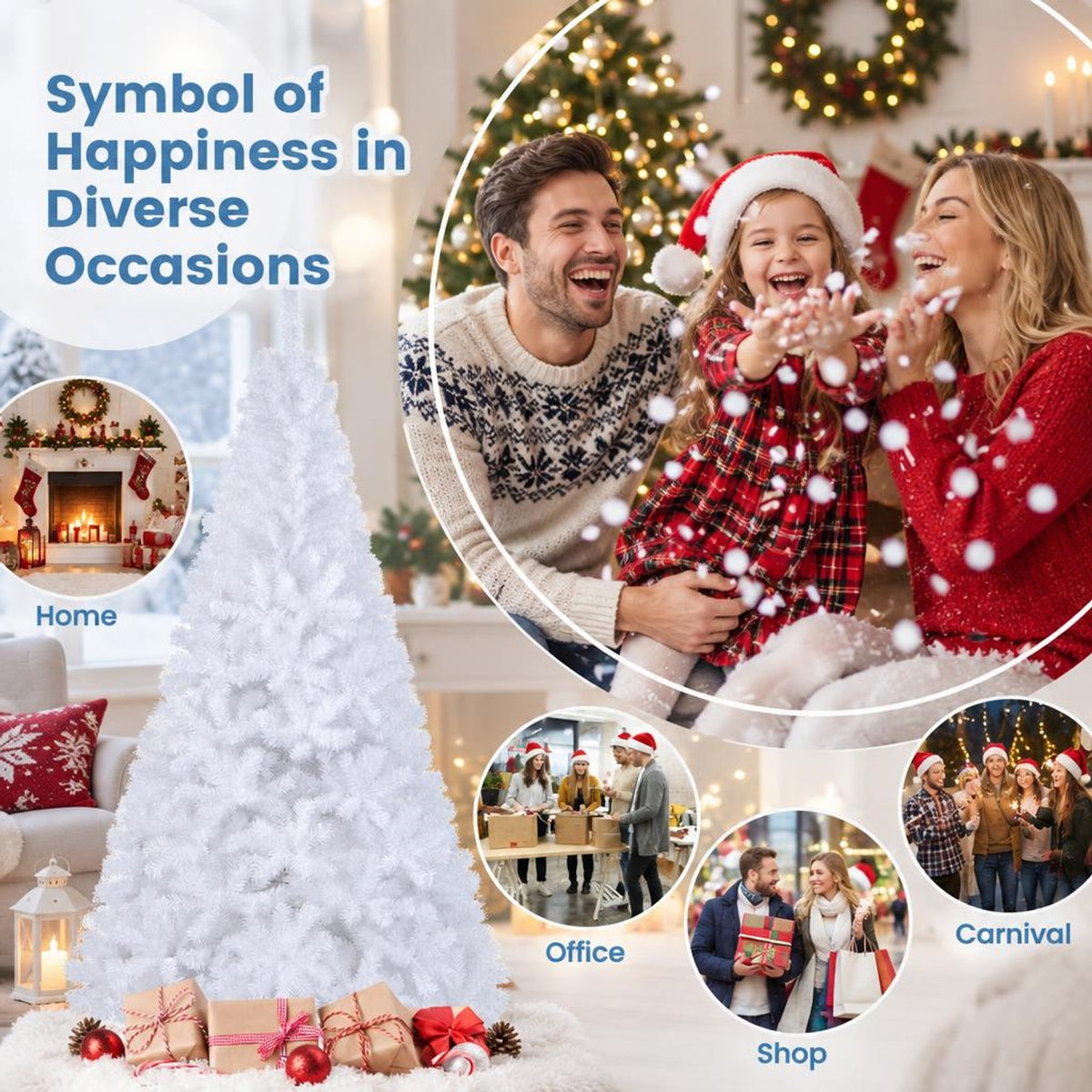 Airfind 7 ft White Artificial PVC Christmas Tree with Stand, PVC Frame, White, Made from brand new and high quality PVC