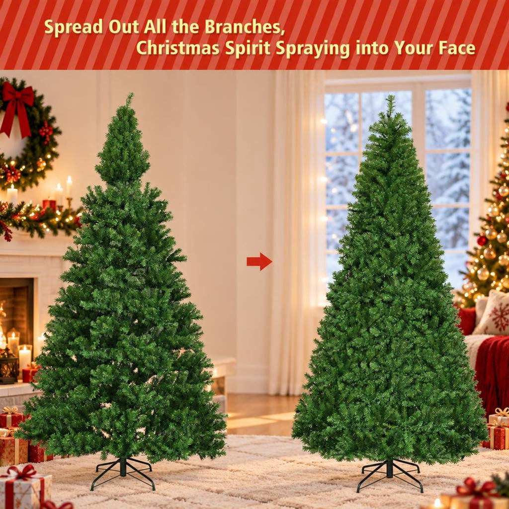 Airfind Artificial Premium Hinged Christmas Tree-9 Feet, PVC Frame, 0.9in x 1.6in x 2in Footprint, Green Adapter: UL-certified