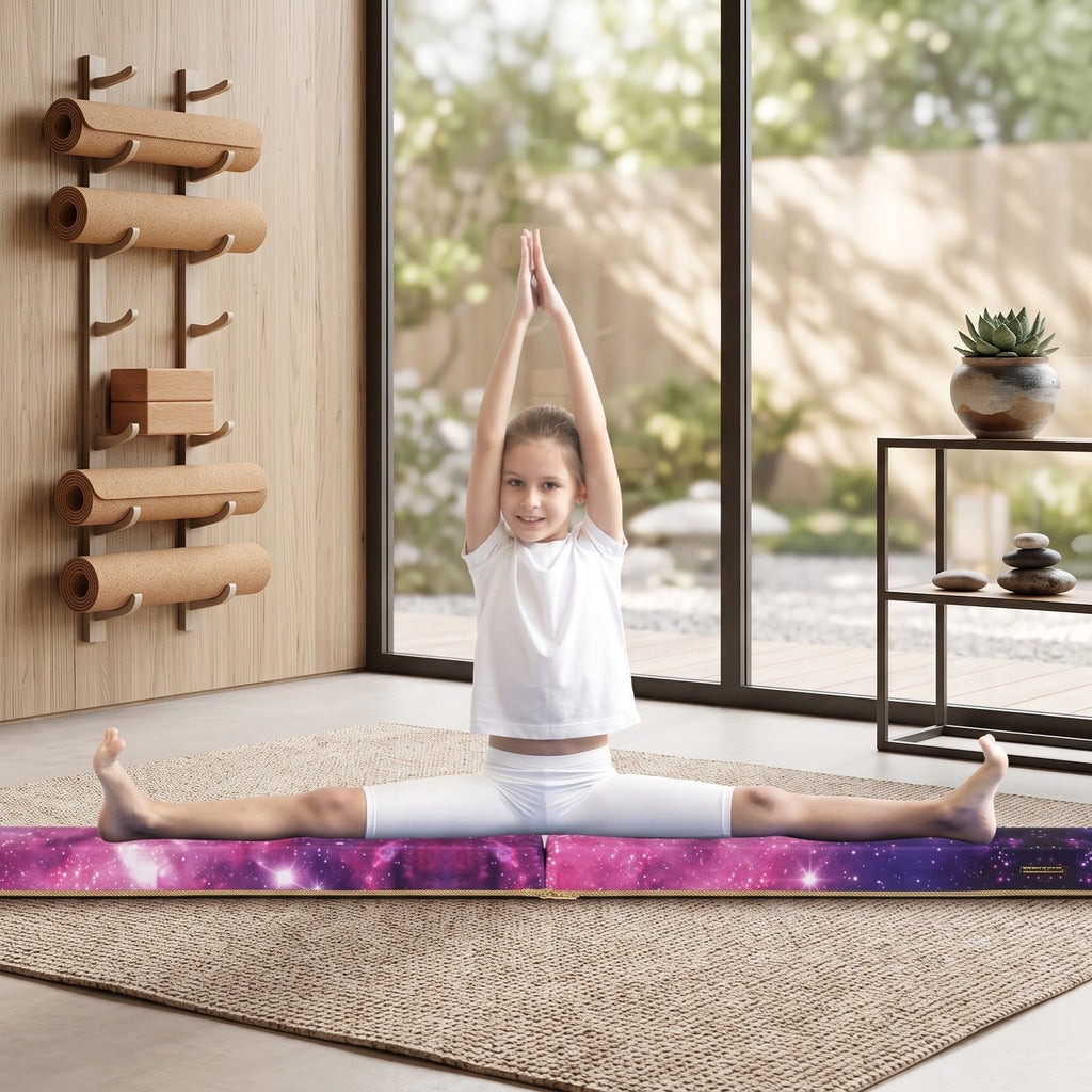Airfind 9 FT Folding Gymnastics Balance Beam with Anti-slip Base and Pine Wood Frame for Kids Home Practice and Training, Galaxy