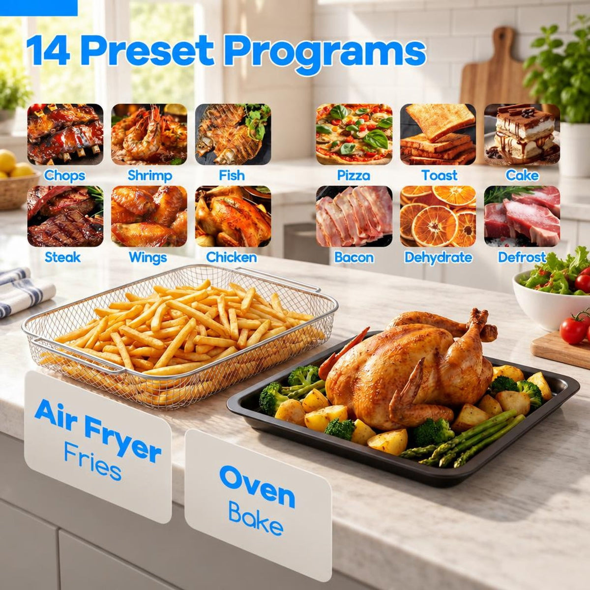 Airfind Stainless Steel Countertop Convection Oven with Bake, Stainless Steel Galvanized Metal Frame, 26 Qt/25 L Capacity, Silver